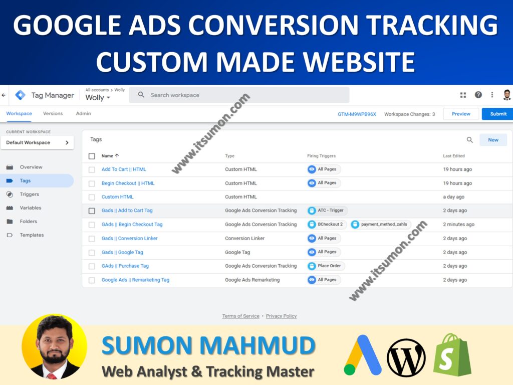 Sumon Mahmud, itsumon, google ads, gtm, ga4, google tag manager, itsumon